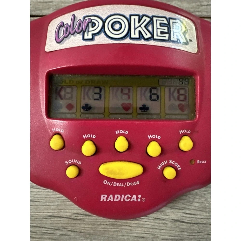 Vintage 1999 Radica Color Poker Handheld Electronic Game Pink Retro Toy‎ 1109